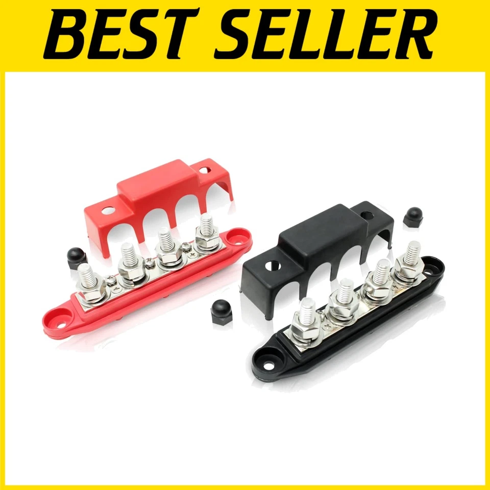 Compact 250A Power Distribution Block Pair with Covers for Neat Wiring Solutions - Image 1 of 4