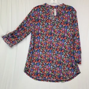 Top túnica para mujer Dear Scarlett M audaz multicolor floral mangas 3/4 - Imagen 1 de 6