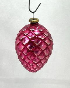 Vintage Glas geprägt rosa Tannenzapfen Feder Baum Mini Weihnachtsschmuck Japan - Bild 1 von 7