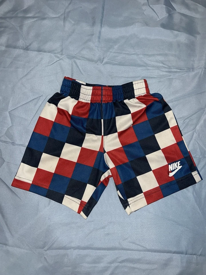 Kid’s Nike Size 4T Red White And Blue Checker Shorts - Image 1 of 3