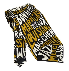 Julie Siracusa LOUISIANA ARTIST SILK NECK TIE Cajun Mardi Gras NEW ORLEANS THEME - Picture 1 of 11