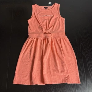NWT TOMMY HILFIGER Girls Kids M/8-10 Peach Sleeveless Knit Logo Cutout Dress - Picture 1 of 6