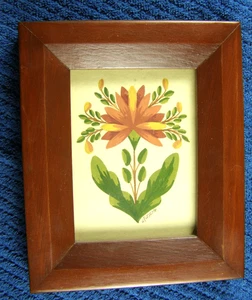 Pintura floral arte popular en miniatura enmarcada por Piffith - Imagen 1 de 5