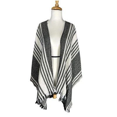 Черно-белая полоса кафтан шаль надежном один размер - Изображение 1 из 4