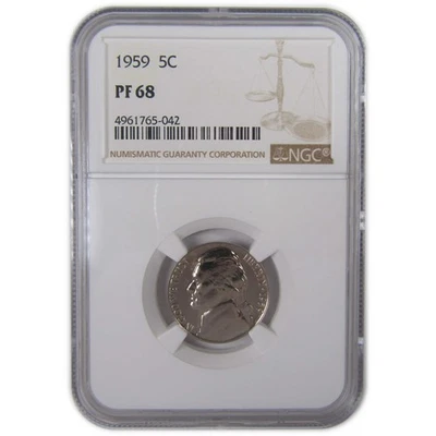 1959 Jefferson Nickel PF 68 NGC Proof 5c Coin SKU:CPC0146 - Image 1 of 4