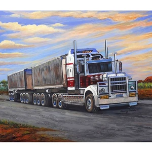 Kenworth Road Train Fleece Blanket Art by Jenny Sanders 130x150cm - Picture 1 of 2