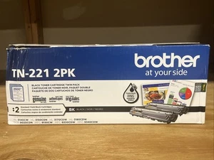 2 Stück Brother schwarzer Toner TN221 2ER-PACK neu versiegelt Original kleiner Kartonschaden OEM $AVE - Bild 1 von 3