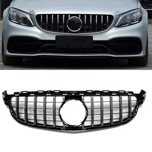 Front Bumper Grille Grill Cover Kit For Mercedes Benz W205 2015-2018 2016 Silver - Picture 1 of 10