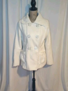 Dollhouse Outerwear Cream Ivory Button Up Pea Coat Jacket Women's Size Large L - Picture 1 of 6