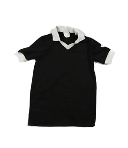 NOS Vintage 70s Boys Large Blank Collared Short Sleeve Soccer Jersey Black USA - Picture 1 of 6