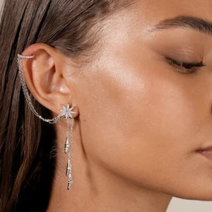 Mujeres Pendientes Estrás Estrella Borlas Largas Moda Metal Joya Cuerpo Cadena 29021 - Imagen 1 de 10