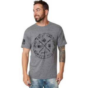 Men's Howitzer Rise Above Hardship Gray Y2K Patriotic Tee T-Shirt S-XXL - Picture 1 of 3