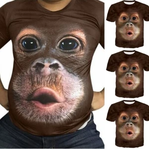 Verano 3D Cara de Mono Gorila Camiseta Orangután Juegos con disfraces Camisa Manga Corta Divertida - Imagen 1 de 16