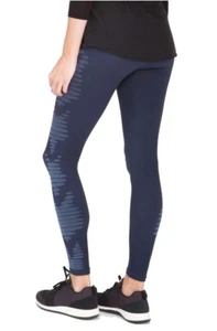 SPANX Side Stripe Leggings Large 10 12 Blue Pull On Flattering Fit COMFY NWT - Picture 1 of 8
