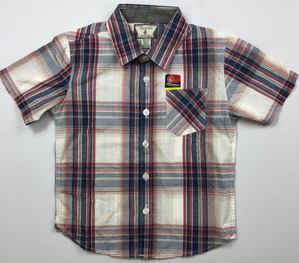 Camisa masculina Little Youth Volcom xadrez pré-encolhida com botão frontal tamanho P 4 - Imagem 1 de 1
