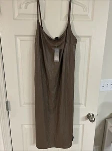 Women's Plus Size Faux Leather Bodycon Dress Brown Taupe New Wild Fable- XXL - Picture 1 of 3