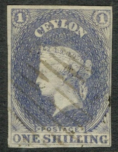 Ceylon 1857 SG10 1/- Slate Violet 4m Extremely Fine Ex Lionheart Very Fine Used - Picture 1 of 1