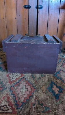 Best Antique Early Primitive Wood Egg Carrier Orig Red Paint 14.5" SqN - Image 1 of 4