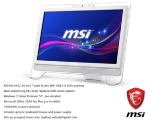 MSI Windows 7 MS Office 2016 20" Touch Screen AIO PC WiFi USB 1600x900 MS-AA52 - Picture 1 of 12