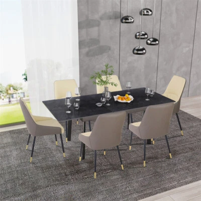 Expandable Dining Table Rectangle Sintered Stone for Kitchen Living Room 8 Seat - Image 1 of 4