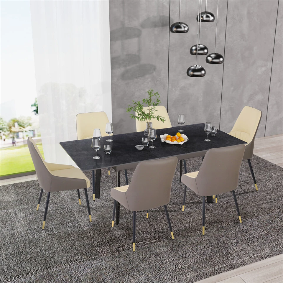 Expandable Dining Table Rectangle Sintered Stone for Kitchen Living Room 8 Seat - Image 1 of 4