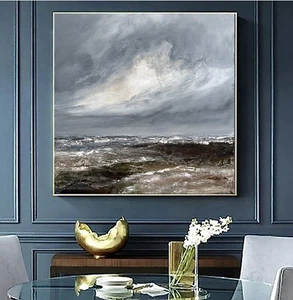 Landscape Abstract luxury painting livingroom brown white modern sea scape - Picture 1 of 16