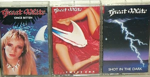 3 GREAT WHITE CASSETTE TAPE LOT "NICE" ONCE BITTEN-TWICE SHY-SHOT IN THE DARK - Picture 1 of 3