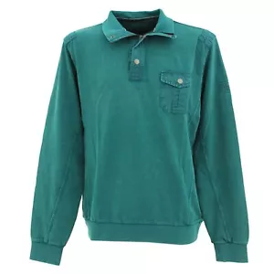 MODE MONTE CARLO Herren langarm Polohemd Poloshirt Baumwolle petrol grün 30508 - Picture 1 of 2