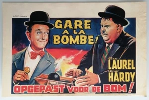 LAUREL AND HARDY - THE BIG NOISE - GARE A LA BOMBE ORIGINAL BELGIAN MOVIE POSTER - Picture 1 of 1
