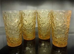 Anchor Hocking Amber Honey Gold Lido Milano Glasses Tumblers Vintage Qty 4 - Picture 1 of 13