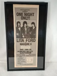 Pubblicità concerto rock vintage Lita Ford con batterista Randy Castillo di Ozzy 1985, incorniciata - Foto 1 di 4