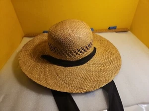 Cappello donna vintage paglia fascia testa scura tessuto molto bello - Foto 1 di 6
