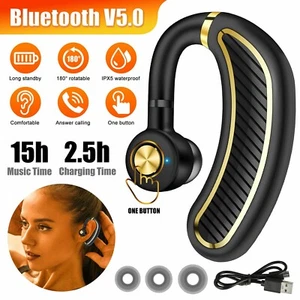 Wireless Bluetooth 5.0 Earpiece Headset Driving Trucker Earbuds Noise Cancelling - Picture 1 of 6