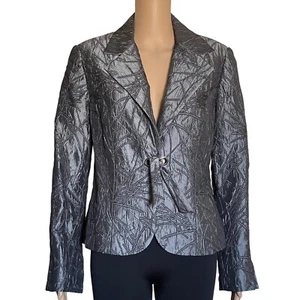 lena Gabrielle New York jacket & coast size 10 long sleeve black gray - Picture 1 of 11