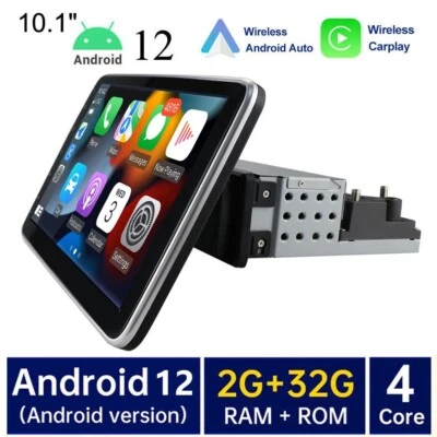 Single 1 DIN Android 12 Carplay Car Stereo Radio 360° Rotatable GPS BT Navi 32GB - Image 1 of 4
