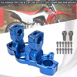 Blue Billet Top Triple Clamp With Bar Mount Kit For Honda CRF110F CRF125F 19-23 - Picture 1 of 11