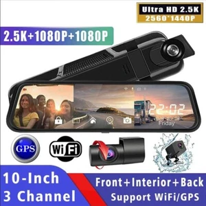 3 Channels 2.5K +1080P+1080P 10 Inch Car DVR WIFI GPS Dash Cam Rear View Mirror - Bild 1 von 16