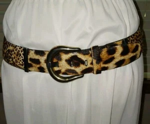 Nice per se Animal Cat Leopard Cheetah Genuine Leather Metal Accents Belt L/XL - Picture 1 of 3