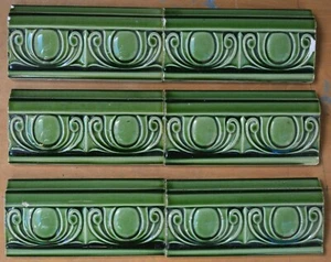  BOOTE -  ANTIQUE ART NOUVEAU MAJOLICA 6 BORDER TILE C1900 - Picture 1 of 7