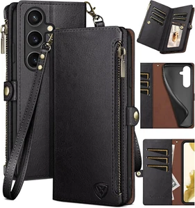Compatible with Samsung Galaxy S25 Wallet Case with Zipper Credit Card Holder【Rf - Picture 1 of 8