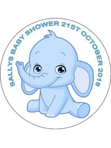 7.5 BOYS BABY SHOWER CUTE EDIBLE ICING BIRTHDAY CAKE TOPPER ANY NAME & DATE. - Picture 1 of 1