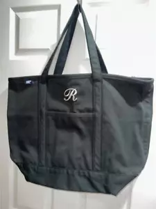 Borsa Lands End grande aperta in tela nera "R" manico regolare NUOVA - Foto 1 di 5
