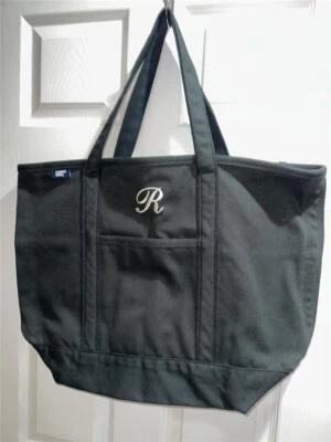 Bolso de Mano Lands End Grande Abierto de Lona Negro "R" Mango Regular NUEVO Foto 1 de 4