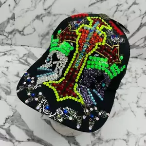 Rebel Spirit Double Skulls Black Red | Lime Green | Purple Strass Trucker Ha - Bild 1 von 10