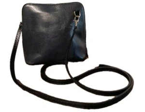 Vera Pelle Black Italian Leather Small/ Mini Classic Cross Body bag Purse - Picture 1 of 8