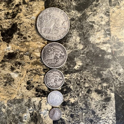 Peru  1 Sol 1887, 1/2 Sol 1907, 1/5 Sol 1903, 1 Dinero 1899, 1/2 Dinero 1899 Ag - Image 1 of 4