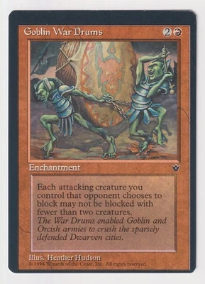 Miscut Goblin War Drums LP MTG Magic Factory Error Sheet Edge Misprint Vintage! - Image 1 of 2