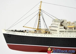 QUEEN ELIZABETH passenger ship 40" fully built wood model with stand - Picture 1 of 11