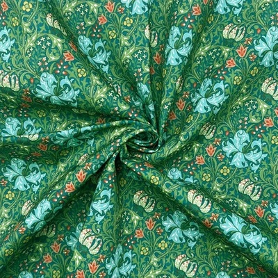 WILLIAM MORRIS Polycotton Fabric GOLDEN LILY GREEN Crafts - 3 metre length - Image 1 of 3