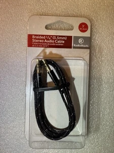 RadioShack 3-Foot Male 1/8” to 1/8” Braided Stereo Audio Cable, 420-1345. New! - Picture 1 of 2